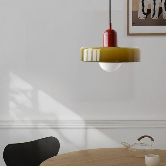 Lampa Wisząca Bauhaus ze Szkła – Kolorowy Design – Retro Lampa Sufitowa