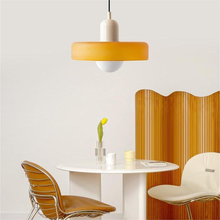 Lampa Wisząca Bauhaus ze Szkła – Kolorowy Design – Retro Lampa Sufitowa