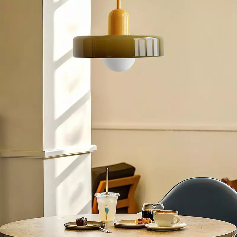 Lampa Wisząca Bauhaus ze Szkła – Kolorowy Design – Retro Lampa Sufitowa