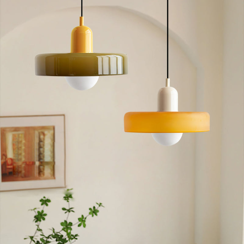 Lampa Wisząca Bauhaus ze Szkła – Kolorowy Design – Retro Lampa Sufitowa