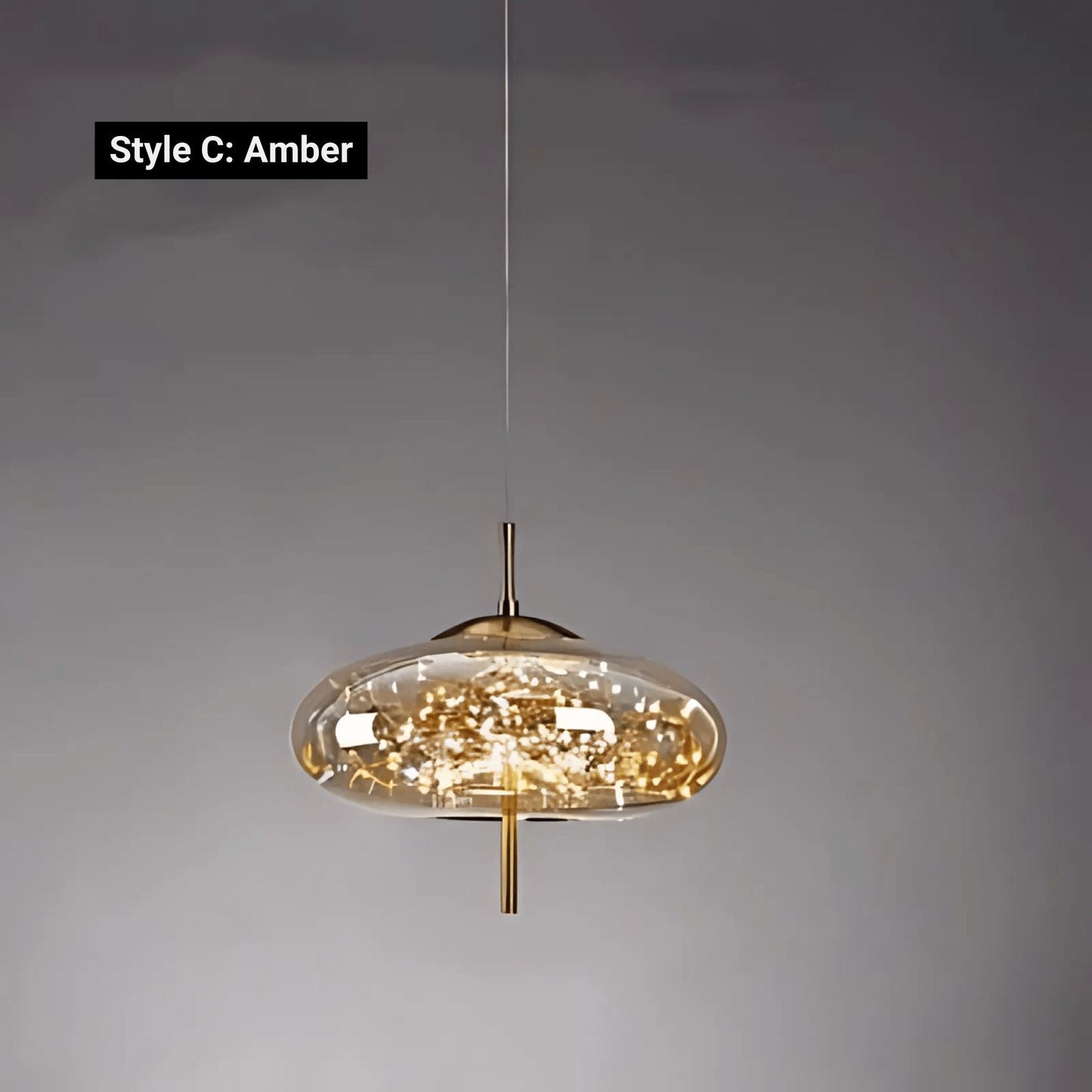 Nowoczesna Lampa Wisząca ze Szkła z Regulowanym Przewodem – Przydymiony Model z Gwiaździstym Efektem do Kuchni i Jadalni