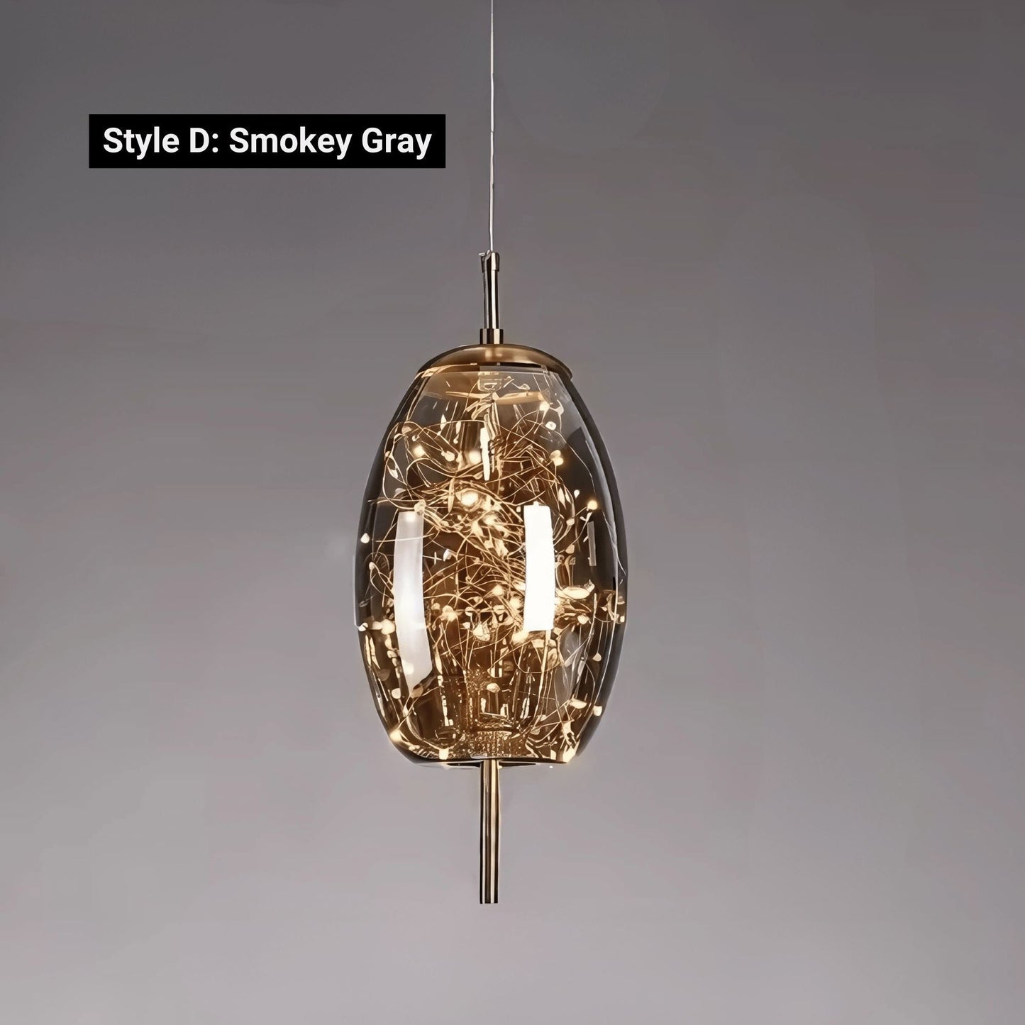 Nowoczesna Lampa Wisząca ze Szkła z Regulowanym Przewodem – Przydymiony Model z Gwiaździstym Efektem do Kuchni i Jadalni