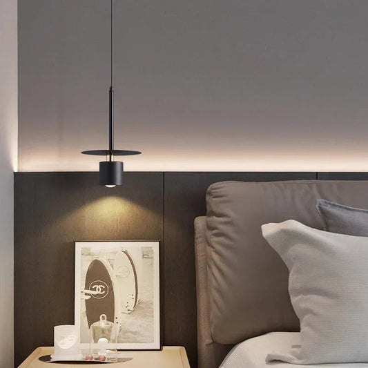 Nordycka Czarna Cylindryczna Lampa Wisząca do Jadalni