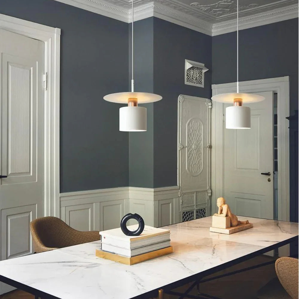 Nordycka Czarna Cylindryczna Lampa Wisząca do Jadalni