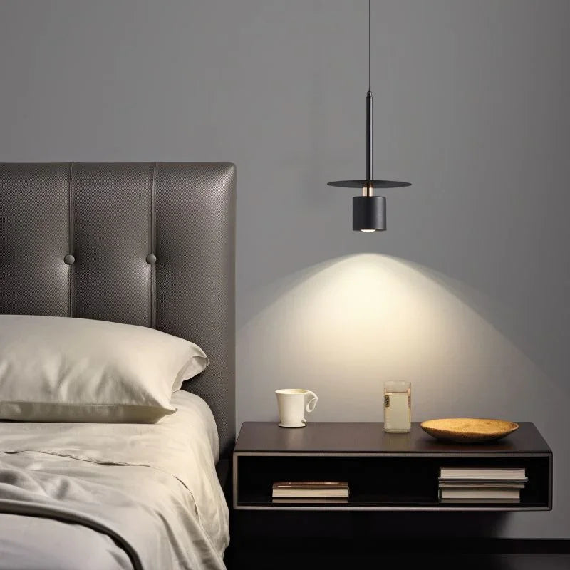 Nordycka Czarna Cylindryczna Lampa Wisząca do Jadalni